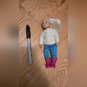 Stylish Doll with Pink Boots and White Sweater